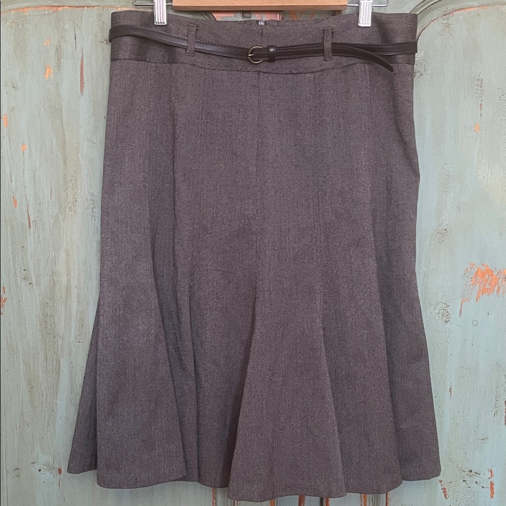 DALIA Brown A-Line Skirt with Belt, Size 12